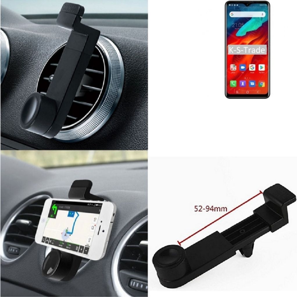 K-S-Trade Lüftungshalterung kompatibel mit Blackview A80 Pro KFZ-Halterung Autohalterung Handy-halterung Lüftungsgitter Lüftungsschlitze Schwarz