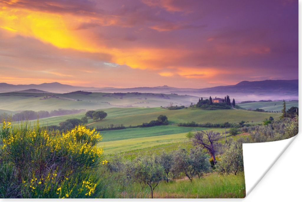 MuchoWow Poster Landschaft - Himmel - Nebel - Toskana 90x60 cm - Schlafzimmer