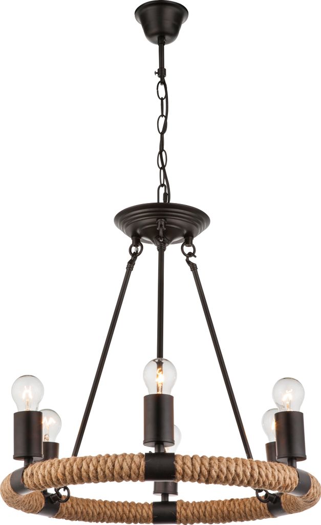 Globo Lighting|Hängeleuchte Metall schwarz, 6x E27 Produktbild 