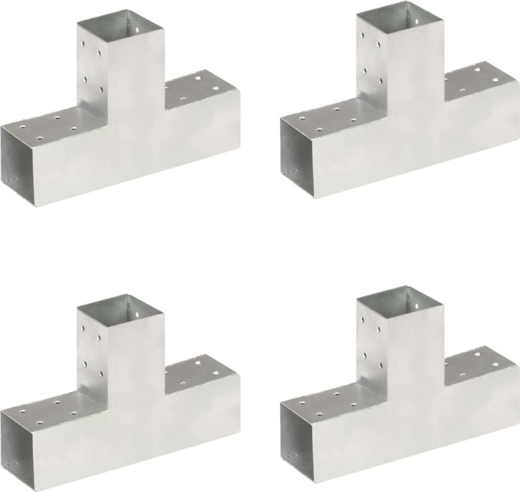 Connettore per pali 4 pz. Forma a T Metallo zincato 71 x 71 Immagine del prodotto 