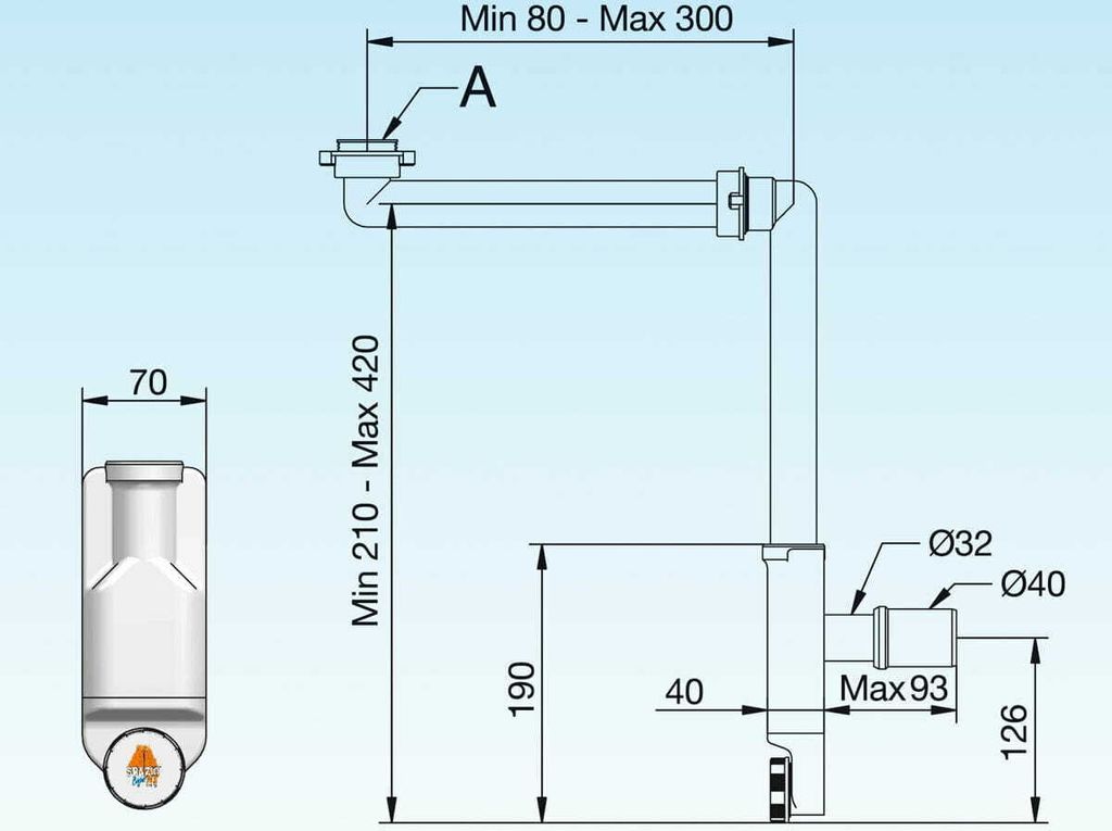 Waschtisch Raumsparsiphon Möbel Siphon EXTRA SLIM Produktbild 2