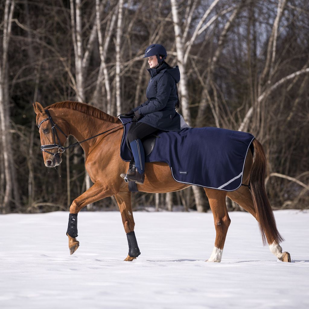 BUSSE Ausreitdecke FLEECETRAINER III in zwei Farben, Farbe:Navy, Rückenlänge in cm:125