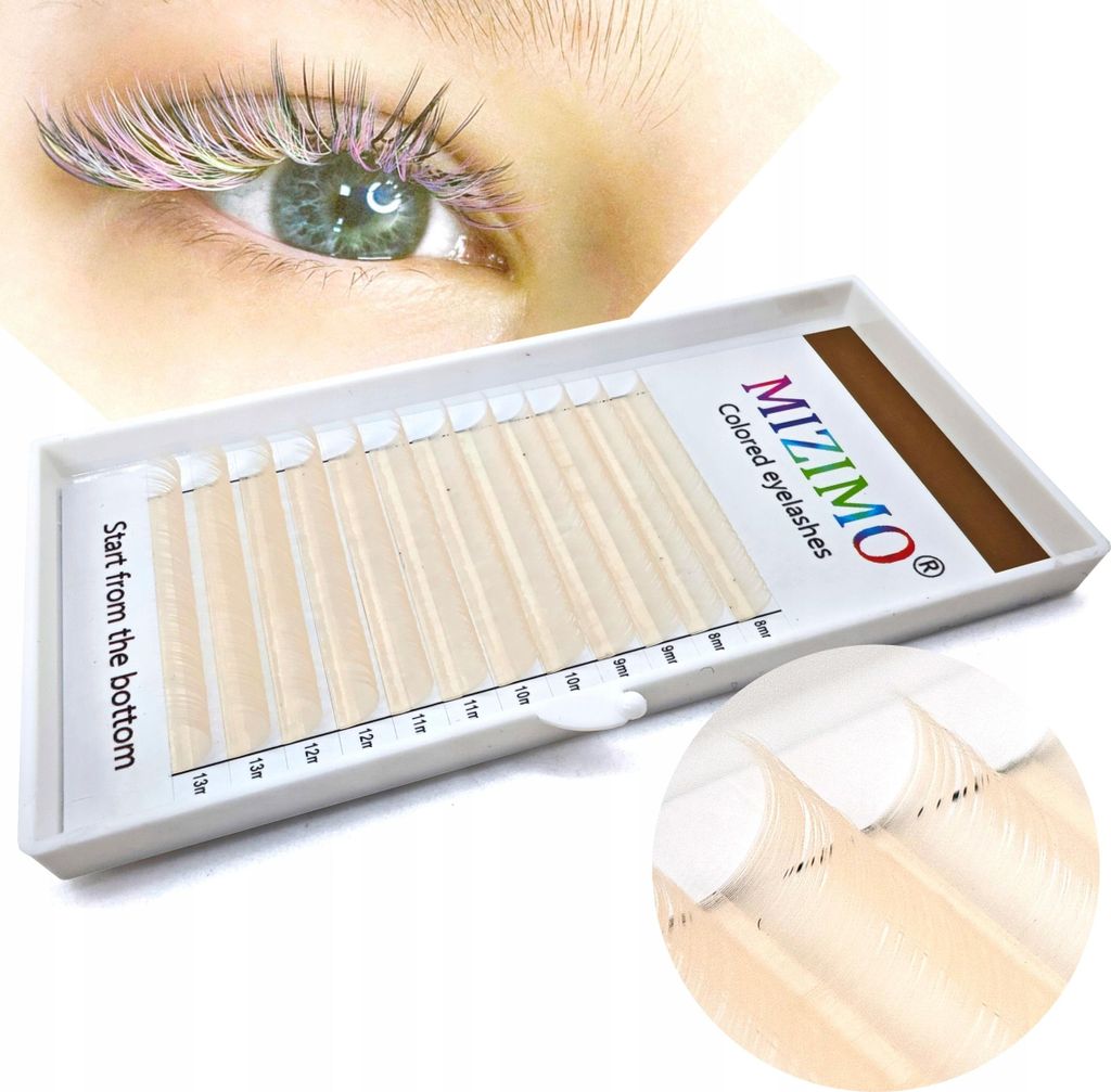 Farbwimpern 8-13mm, Curl D, 12 Streifen, BEIGE