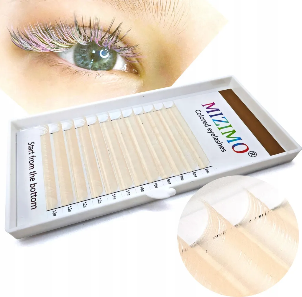 Ciglia colorate 8-13 mm, Curl D, 12 strisce, BEIGE - 1