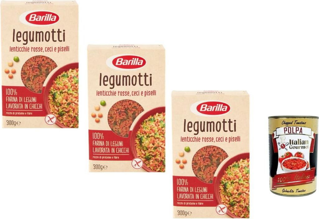 Barilla Legumotti Linsen Kichererbsen Erbsen 3x300g glutenfreie Hülsenfruchtkörner Proteinreiche Reis-Alternative schnelle Beilage Salat Bowl war...