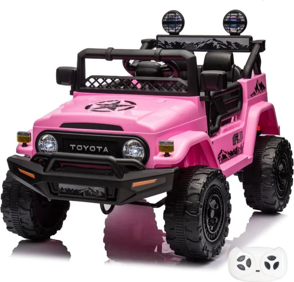 Toyota FJ Cruiser Kinder Elektroauto 12V (1–6 Jahre) – Offiziell Lizenziert, mit Fernbedienung, EVA-Reifen, 2 Motoren & Ledersitz – Kinder El...