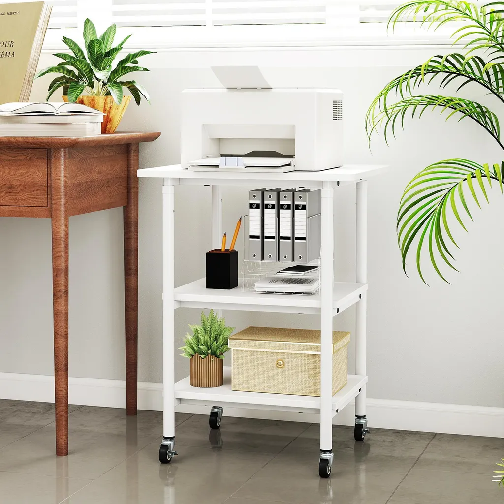 Support d'imprimante pour bureau et maison - Chariot mobile 3 étagères - 2