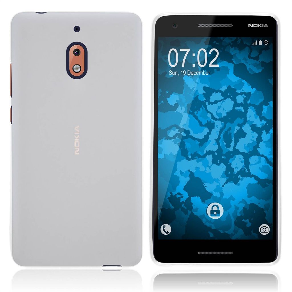 PhoneNatic Case kompatibel mit Nokia 2.1 - transparent-weiß Silikon Hülle matt Cover
