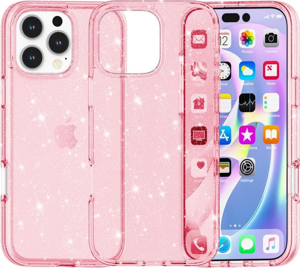 iPhone 16 Pro Hülle - Coverup Glitzer TPU Back Cover - Rosa
