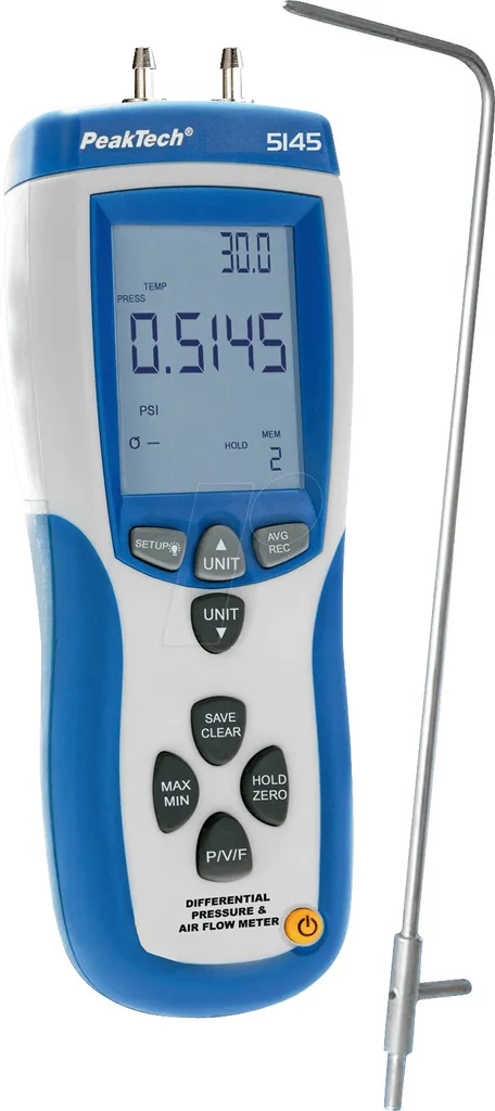 Manomètre de pression différentielle numérique PeakTech P 5145 avec USB - 4