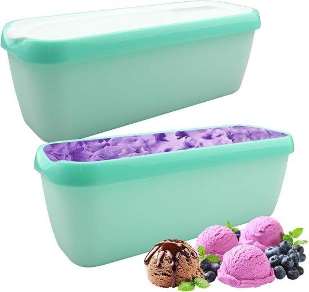 Silikonische Eisschalen 1,5L Herstellbare Eisschalen mit Silikondeckel Reusable Eisschalen für Yogurtfriertöpfe (28 x 10 x 9 cm)