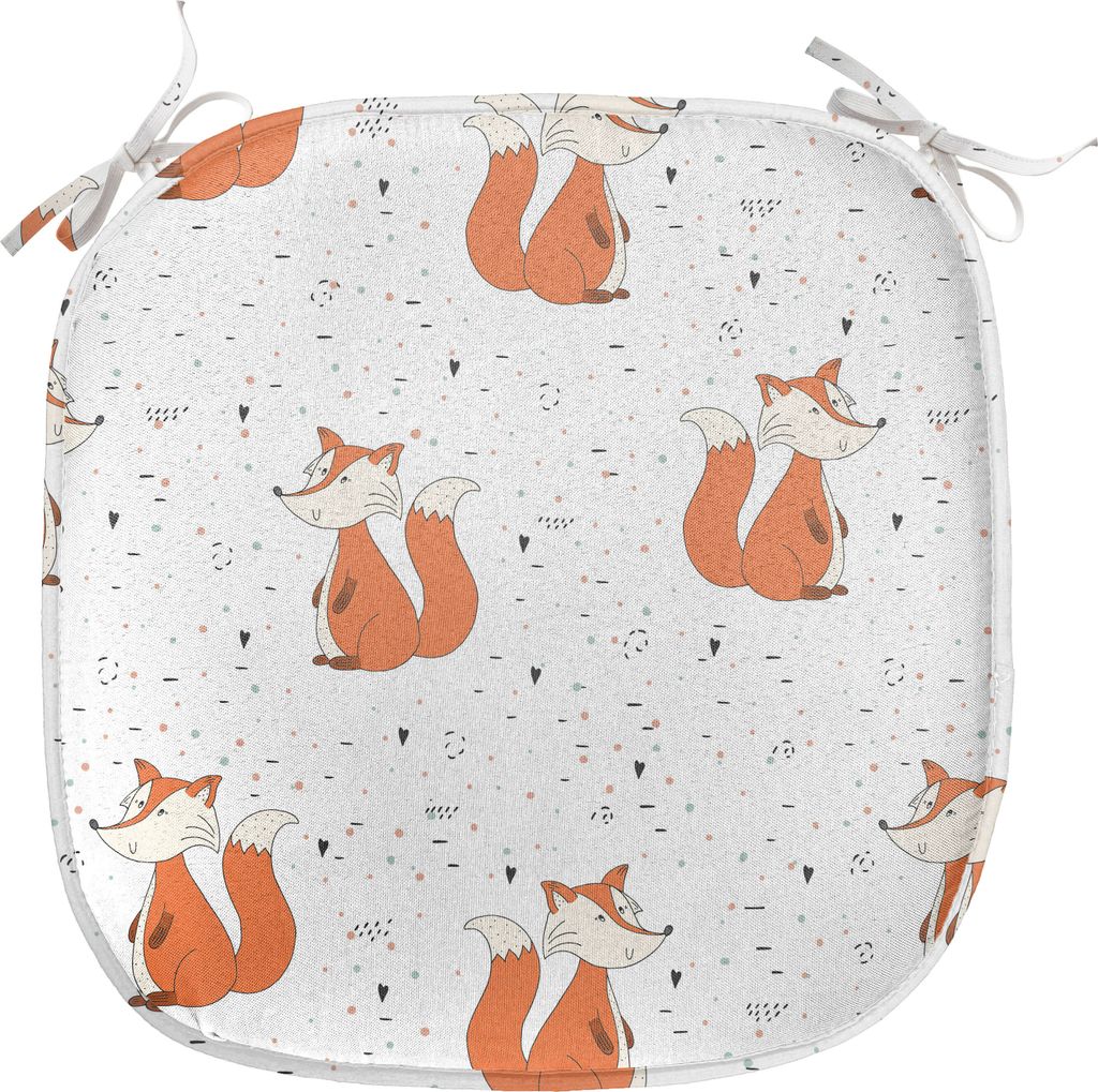 ABAKUHAUS Fuchs Polster für Esszimmerstühle, Orange Waldtier, Dekoratives wasserfestes Kissen mit Riemen für Küchensitze, 40 cm x 40 cm, Orange...