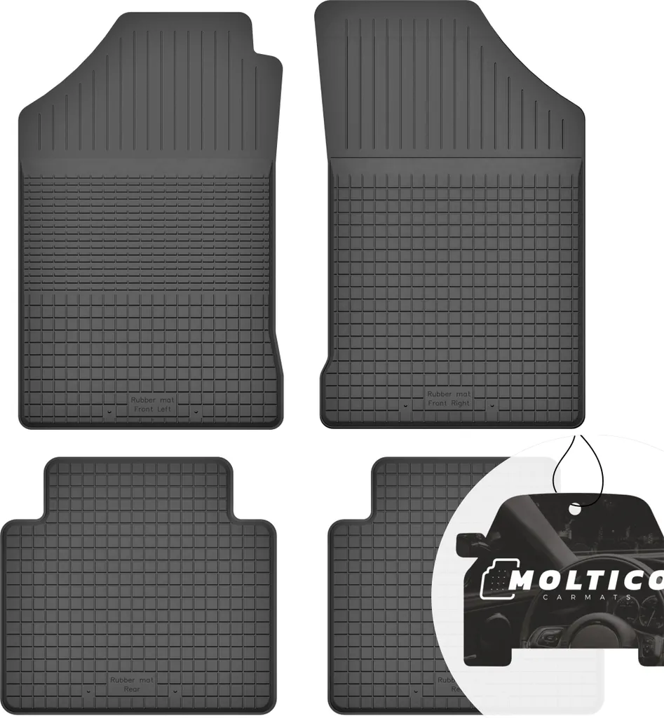 Tappetini in gomma con bordo Tappetini in gomma per auto Tappetini in gomma per auto con montaggio preciso Set di 4 pezzi - adatto per Audi A2 2000-2005