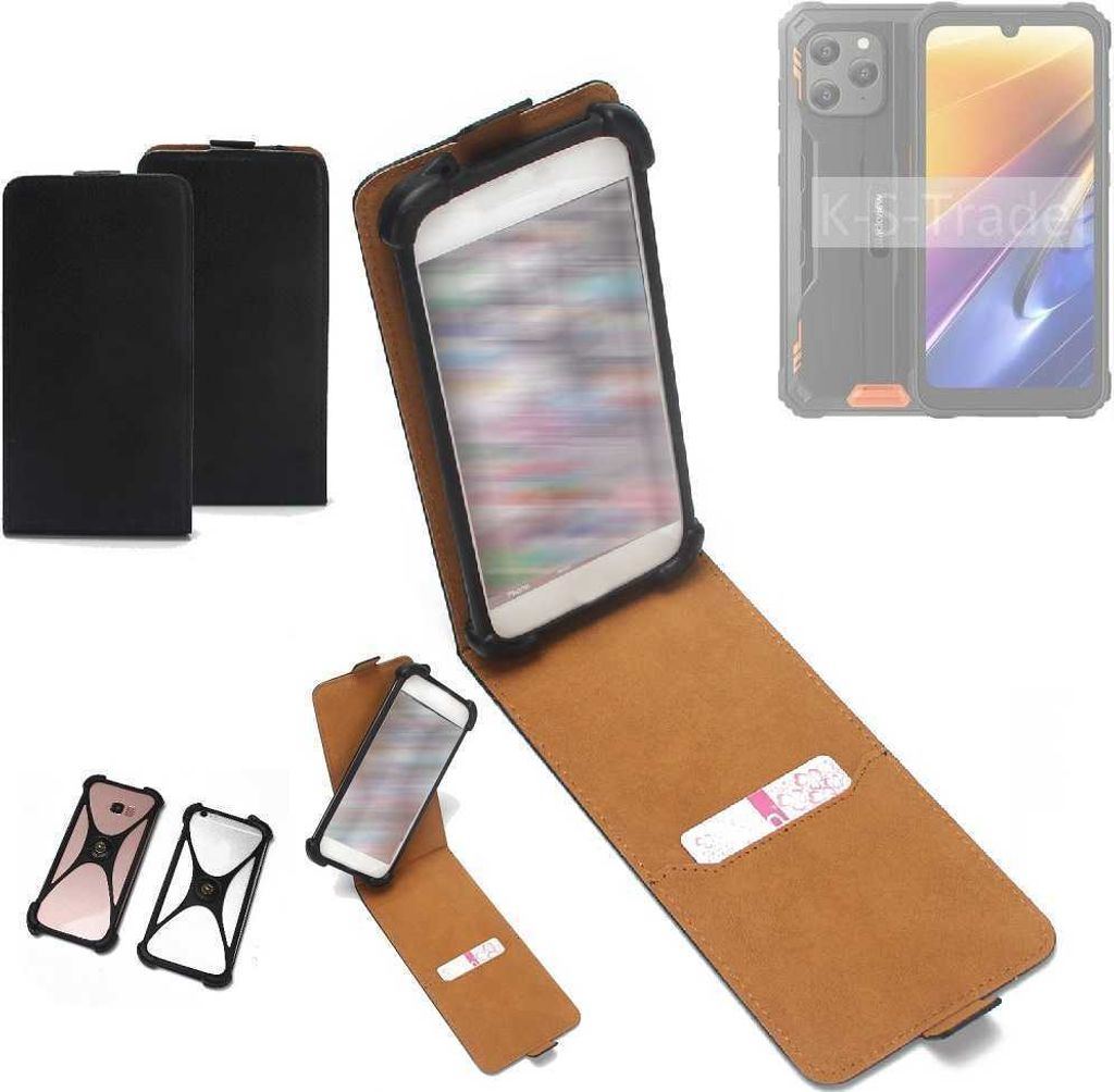 K-S-Trade Handyhülle Schutzhülle kompatibel mit Blackview BV5300 Plus Hülle Case Cover Flip Style Bumper schwarz 1x