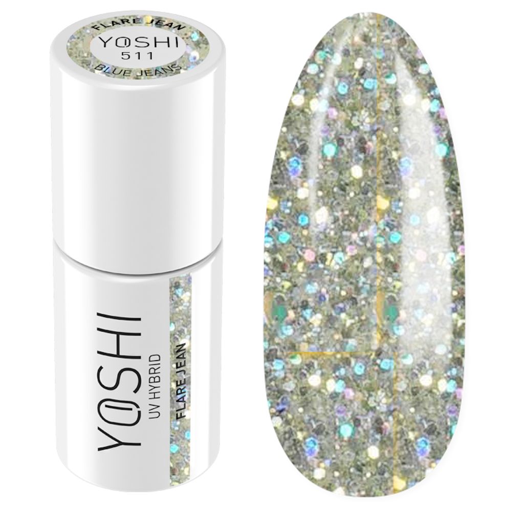 Yoshi | Hybrid-Nagellack - 511 Flare Jean - Hybrid-Gellack - Hybridlack - UV LED - 6ml - Profi Qualität - Silber