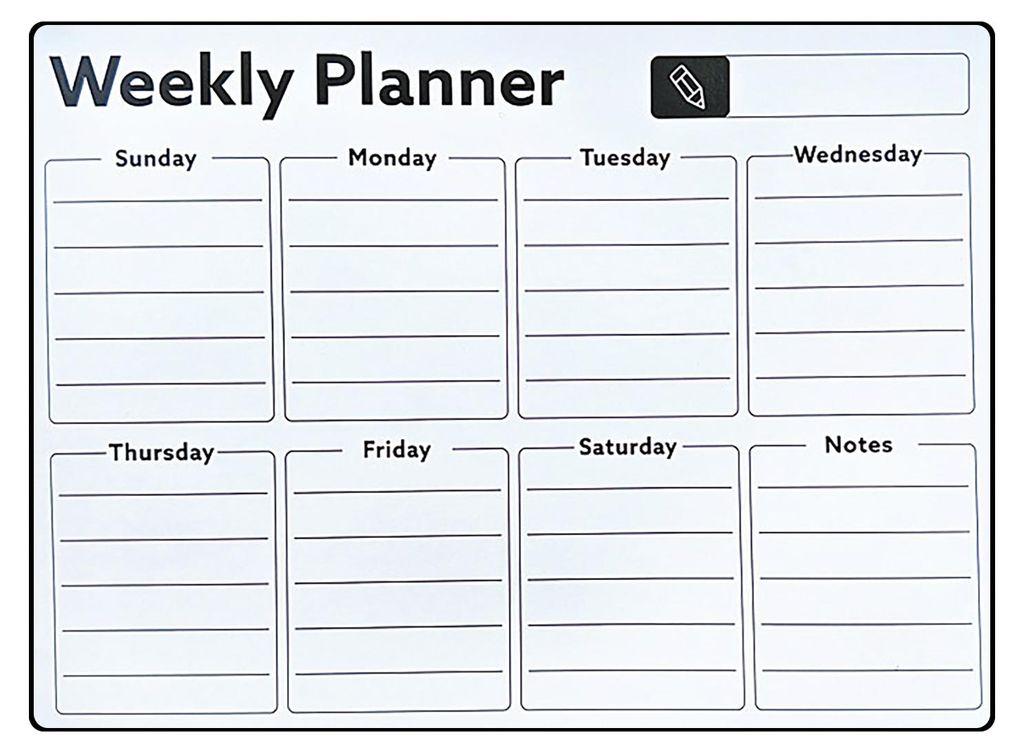 Magnetische, trocken abwischbare Whiteboard-Tafel für den Kühlschrank, wiederverwendbarer Monatskalender und Wochenplaner, Notizblock im Tafelsti...