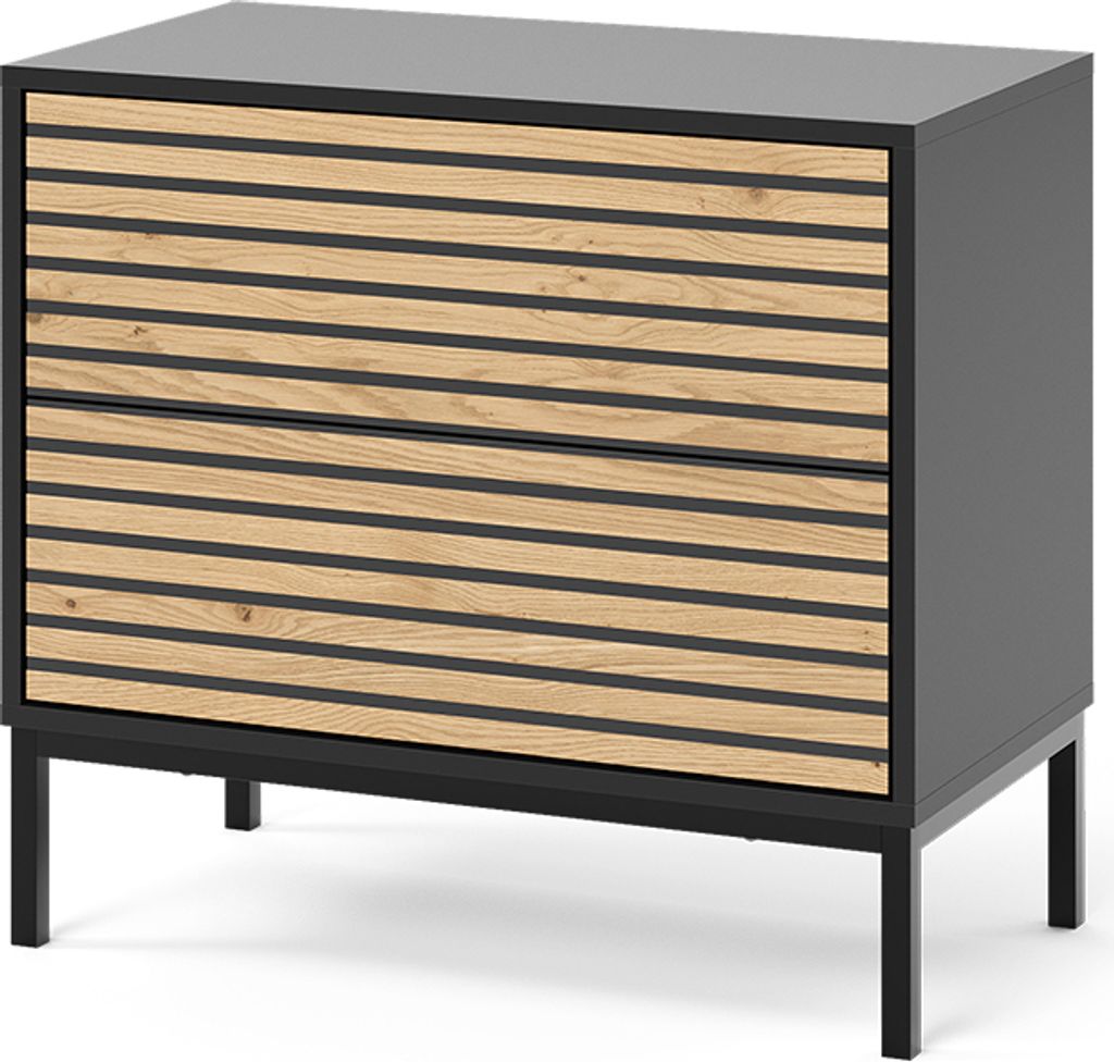 Nachttisch Vicco Eliza Goldkraft Eiche/Anthrazit 66 x 60 cm Produktbild 