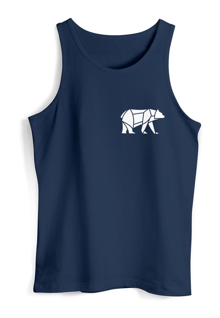 Herren Tank-Top Polygon Design Print Bär Natur Outdoor Fashion Streetstyle Muskelshirt Neverless Polygon 1 navy M