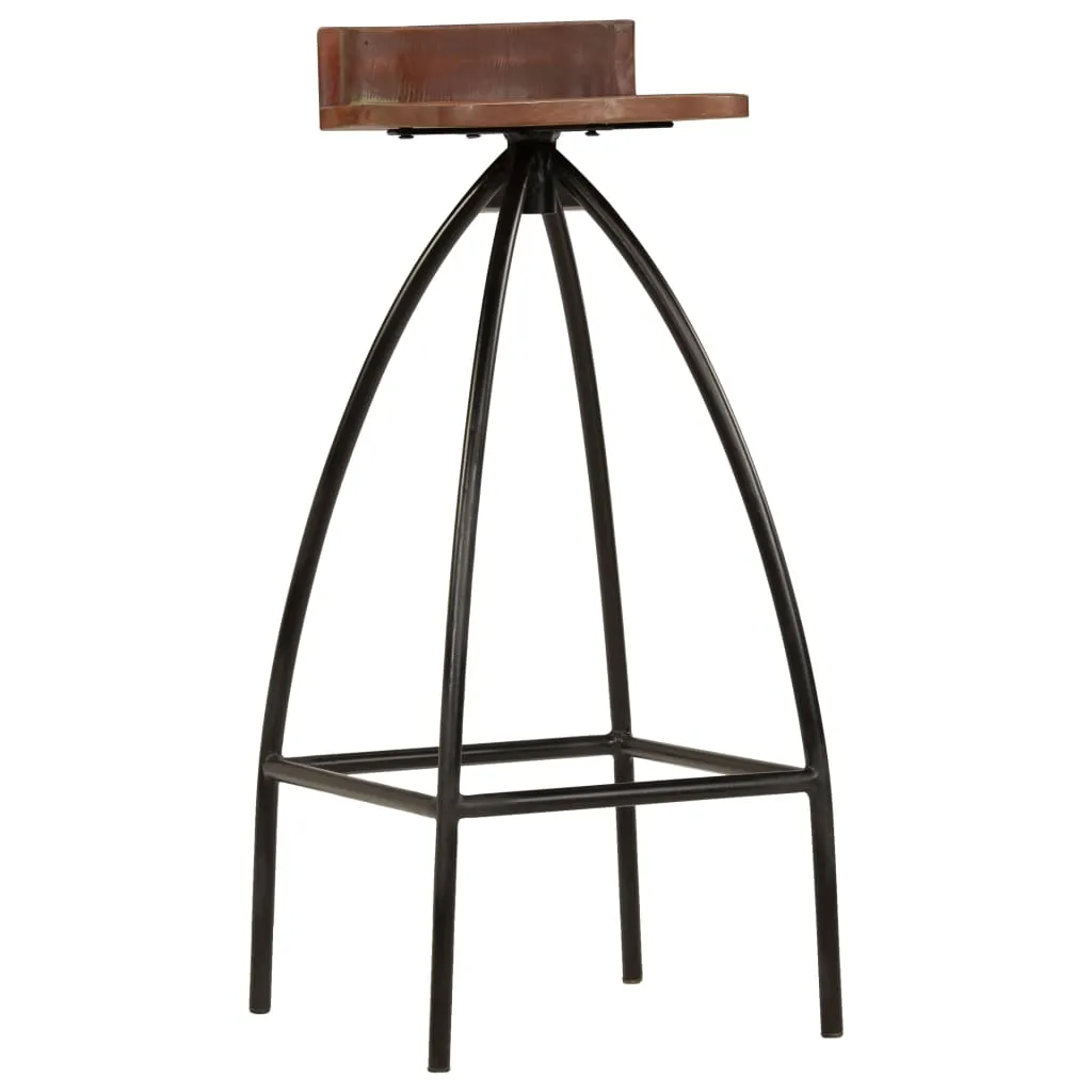 Tabouret de Bar Stable et Robuste en Bois Massif de Récupération - 2 Pcs - 5