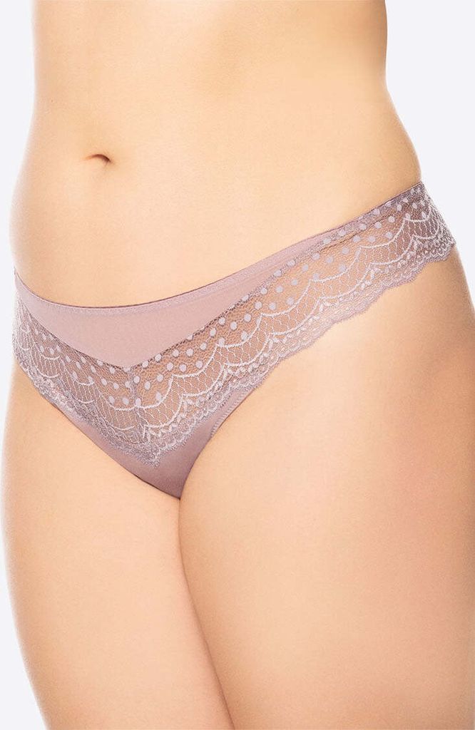 Ulla Josy String Leichter String aus feinster Spitze in Pünktchenoptik mit Tülleinsatz im Vorderteil, Nahtloser Beinabschluss aus feinster Spitze...