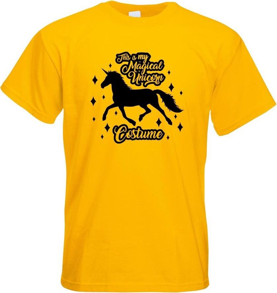 Kiwistar - T-Shirt - gelb - My Magical Unicorn Costume Motiv Bedruckt Funshirt Design Print - mit Motiv Bedruckt - Funshirt Design - Sport - Freize...