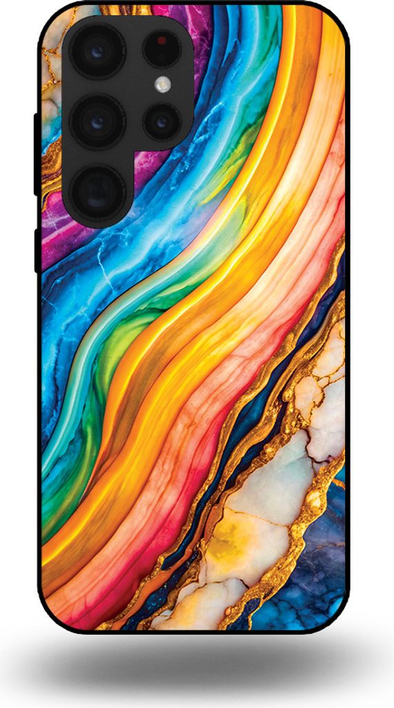 Smartphonica Telefon Fall geeignet für Samsung Galaxy S23 Ultra mit Regenbogen Gold Marmor Print - TPU Backcover Fall Regenbogen Gold Marmor Design