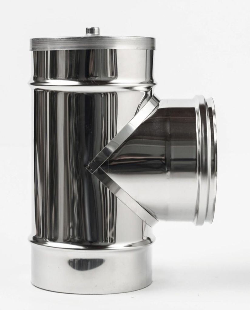 RVS T-stuk 45° 80 mm, enkelwandig – Kamininox Productafbeelding 