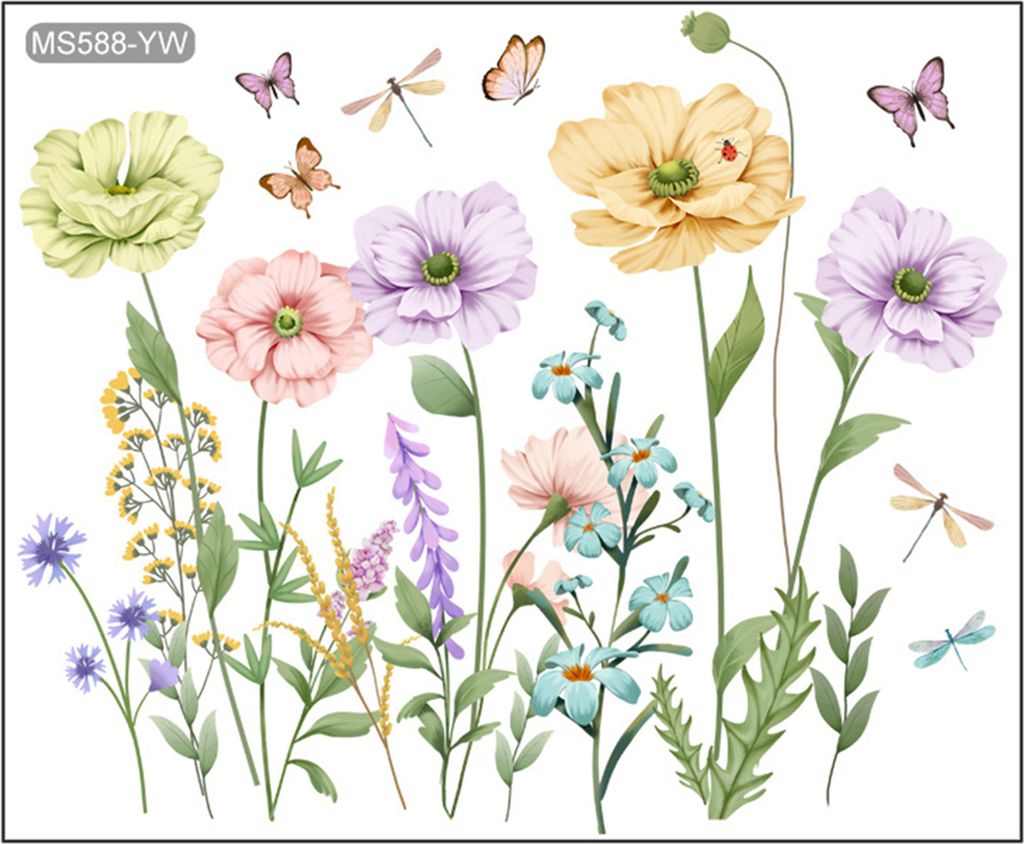 Toilettenaufkleber, lebendiger Blumen- und Schmetterlings-Motiv, einfach anzubringen, lang anhaltende Haftung, lichtecht, Toiletten-Dekorationsaufk...