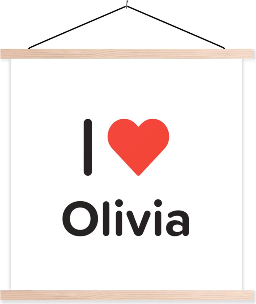 MuchoWow Textilposter Ich liebe - Olivia - Mädchen 60x60 cm mit holzfarbenen Rahmen - Wanddekoration