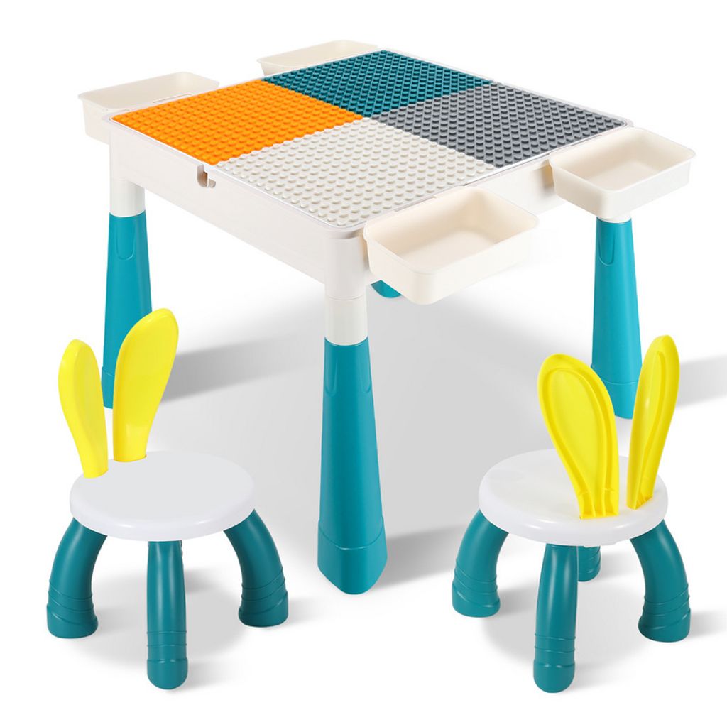 Jayseuw Kindertisch Mit Stühle Mit 251 Stück Bausteine Kindermöbel set Kindertisch Kleinkind Spieltisch Mehrzweck Tabelle Zum