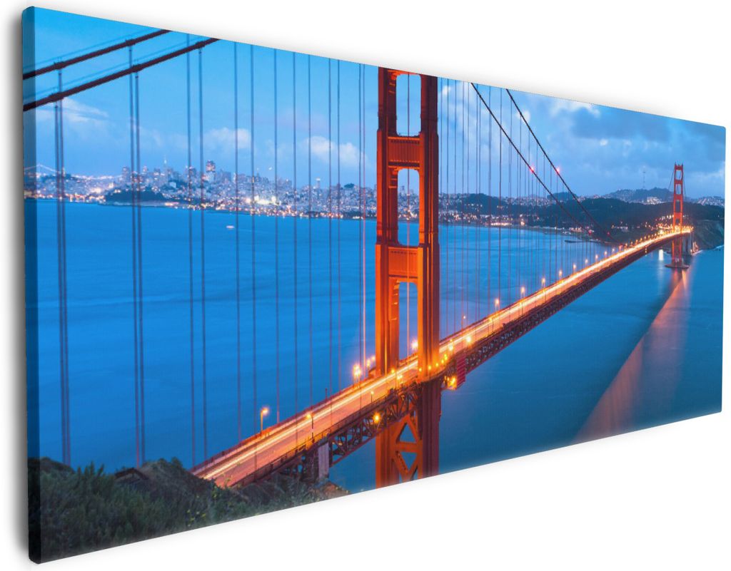 Wallario Premium Leinwandbild Golden Gate Bridge in San Francisco USA in Größe 60 x 150 cm