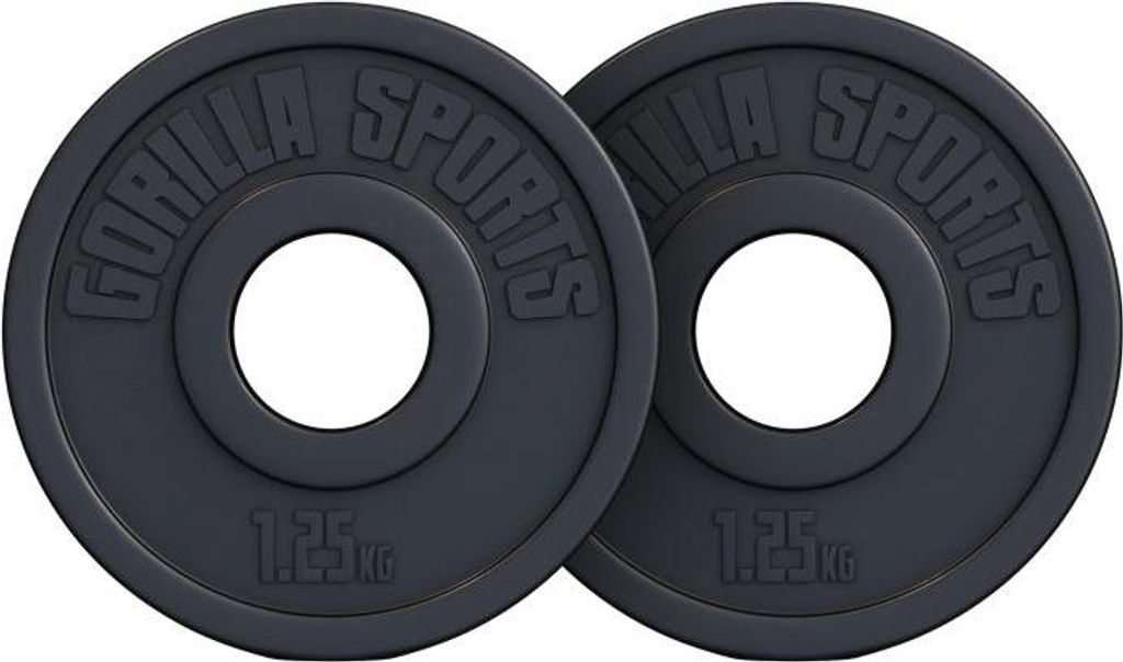 GORILLA SPORTS Olympia Hantelscheiben - 2,5kg Set (2 x 1,25kg) Gewichte, 50mm Bohrung, aus Kunststoff - Gewichtsscheiben, Hantelscheiben-Set, Oly...