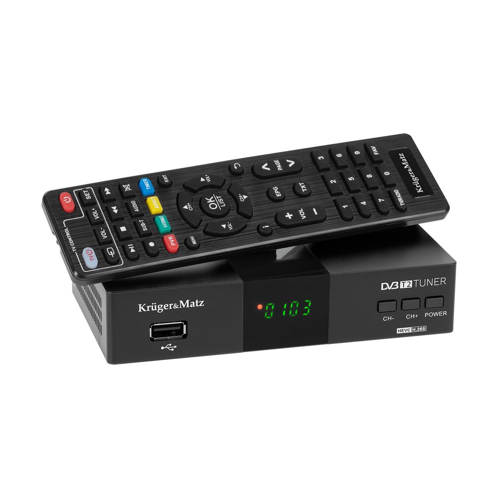 Kruger&Matz DVB-T2 H.265 HEVC Tuner HDMI SCART PVR EPG USB Produktbild 