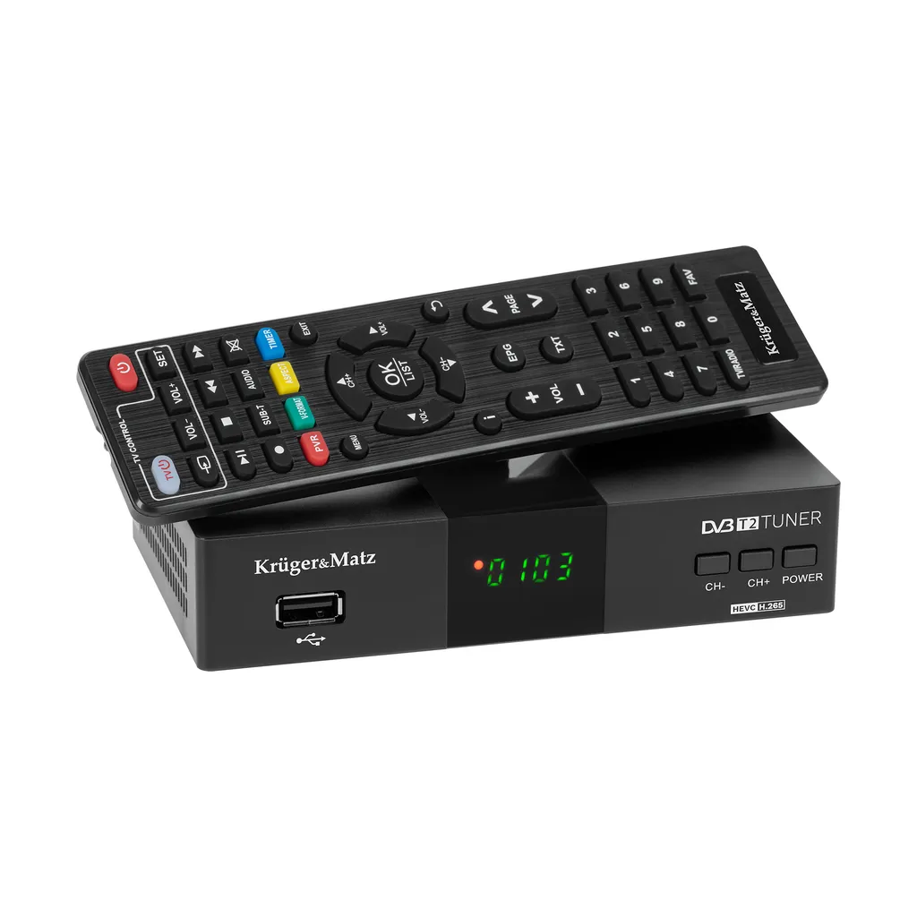 Récepteur TNT HD Kruger&Matz DVB-T2 H.265 HEVC, Enregistreur USB PVR