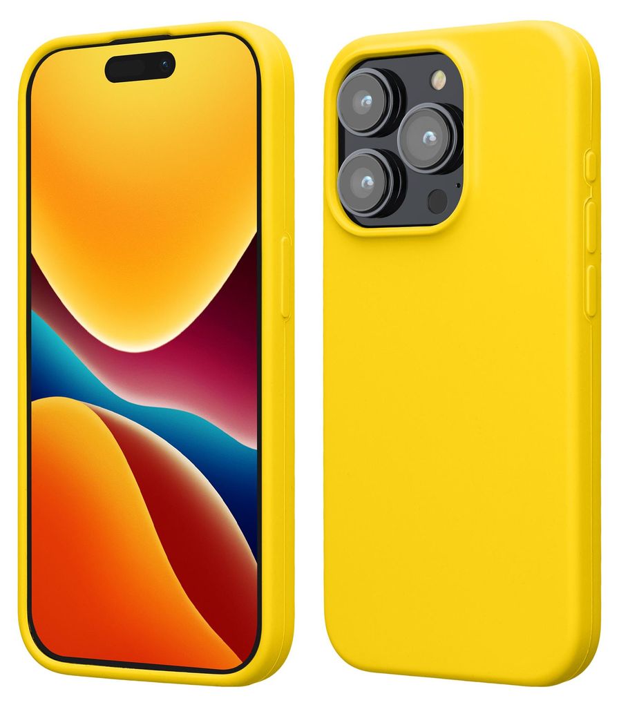 kwmobile Handyhülle für iPhone 15 Pro Hülle, für iPhone 15 Pro Case - Hülle Silikon - kabelloses Laden - Strahlend Gelb