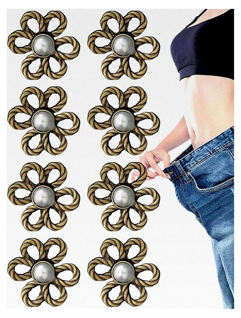 Taillenverkleinerer für Jeans – Set mit 8 verstellbaren Clips, anpassbar und abnehmbar, für Damenbekleidung, modisches Zubehör
