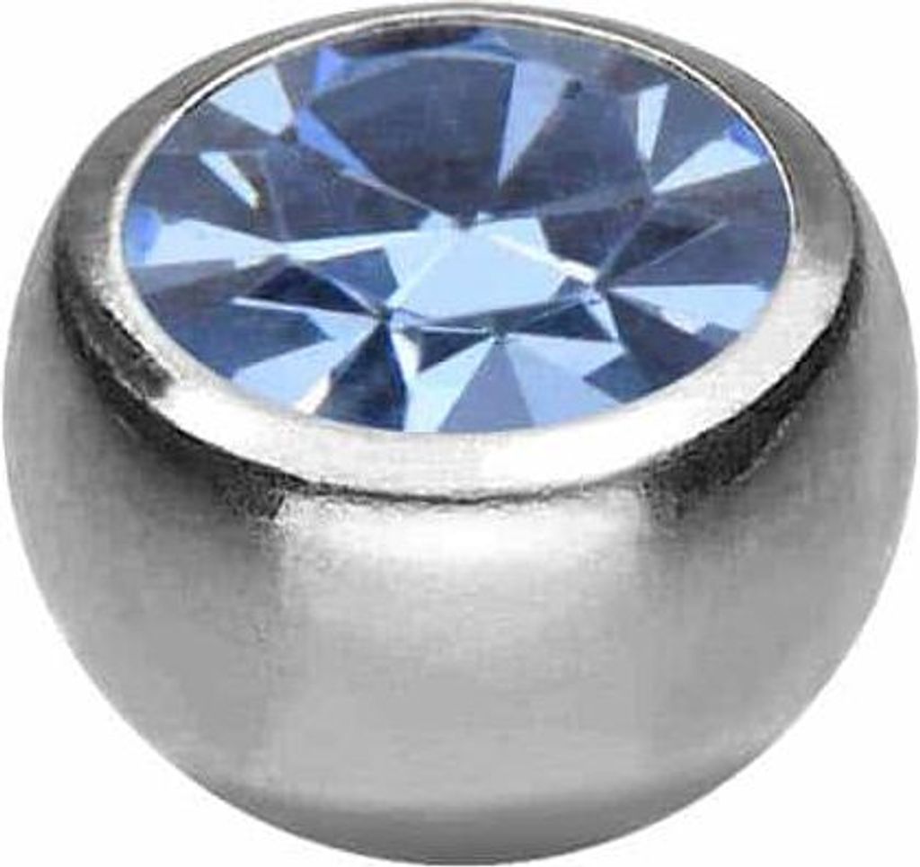 Titan Schraubkugel KRISTALL Silber | Kristall: Saphirblau Gewinde: 1,6mm | Kugelgröße: 6mm