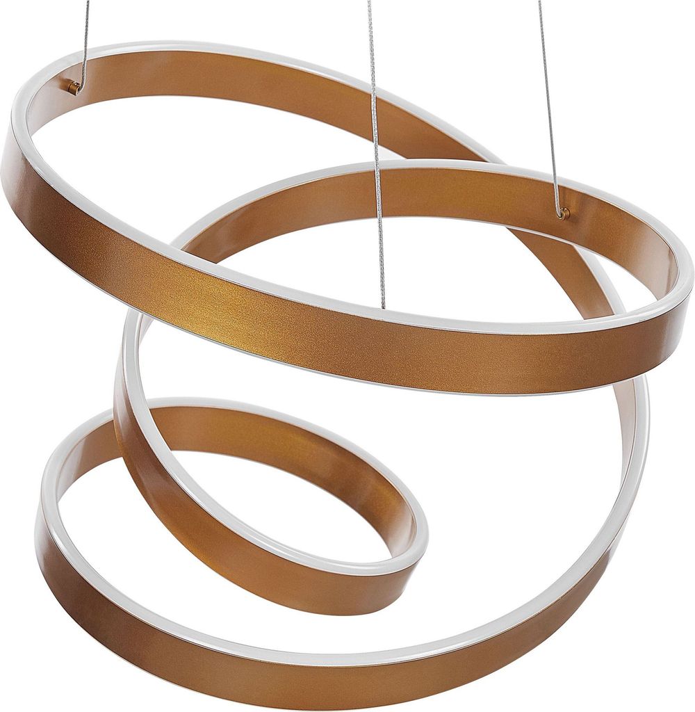 BELIANI Hängelampe LED Gold Metall Pendelleuchte für Esszimmer für Schlafzimmer für Wohnzimmer 135 cm geschwungene Form