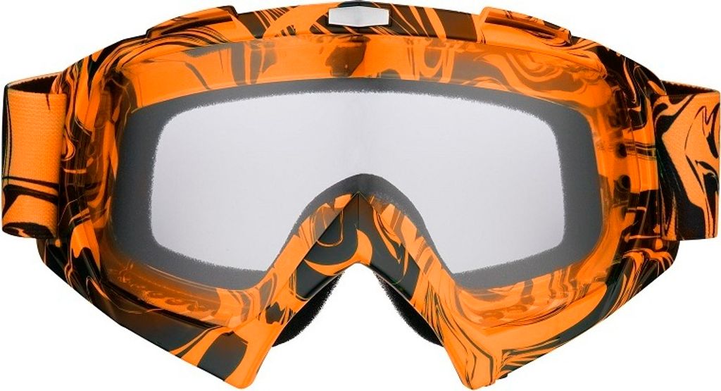 Occhiali da motocross arancioni con lenti trasparenti Immagine del prodotto 