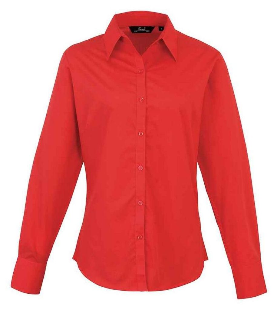Premier - Bluse für Damen Langärmlig LT4522 (3XL) (Rot)