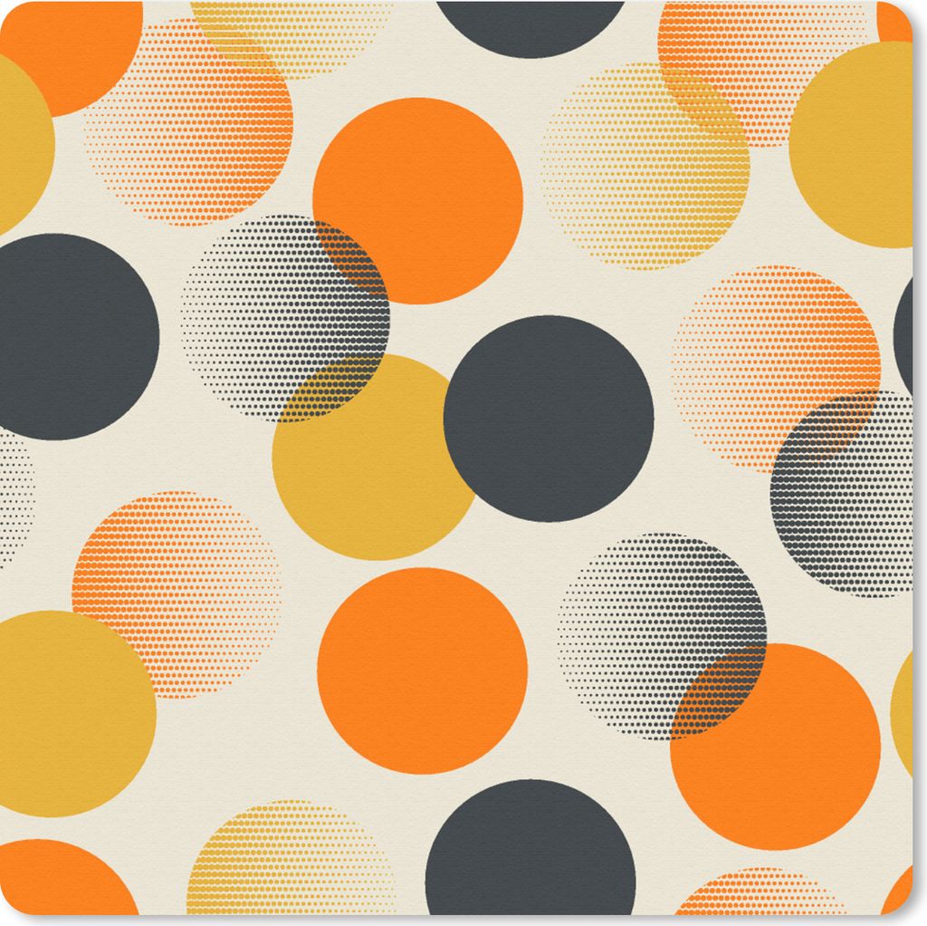 MuchoWow Mauspad Mousepad Tupfen - Design - Retro - Orange 20x20 cm - Mousepads - Maus Mat - Pad - Mausunterlage - Desk Mat - Bureauartikeln