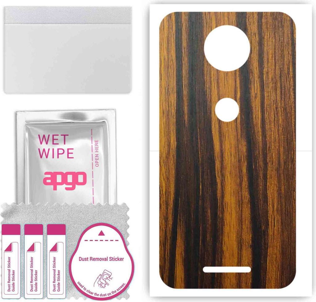apgo Rückseite Schutzfolie, Skin, kompatibel mit Motorola Moto C, Hinten Displayschutzfolie aus Vinylfolie, kratzfest, einfache Montage - Tigerwood
