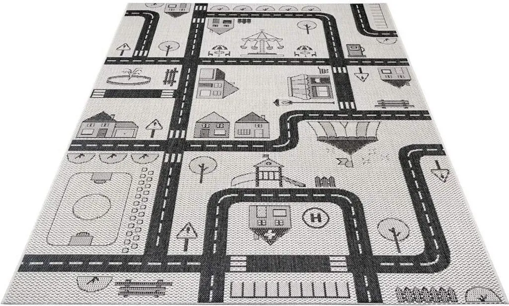 Tapis Leva Rue Gris 120x170 cm en Fibres Robustes et Finition Soignée