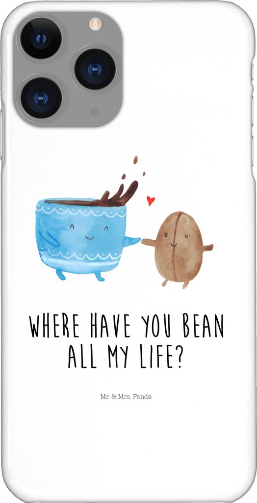 Mr. & Mrs. Panda Iphone 11 Pro Handyhülle Kaffee Bohne - Weiß - Geschenk, Zufriedenheit, Premium Kunststoff, Glück, Handy Case, Kaffeebohne, Gen...