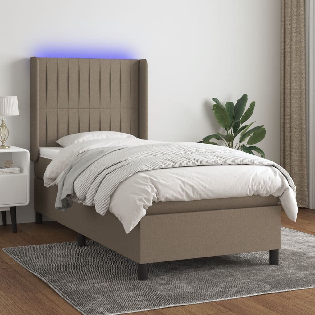 Maison Exclusive - Boxspringbett mit Matratze & LED Taupe 90x190 cm Stoff