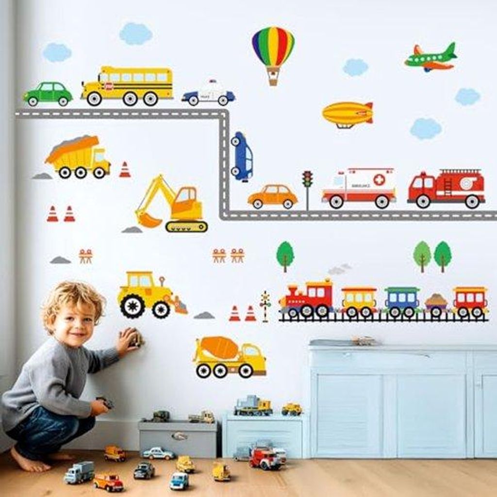 Ultiluxe Wandstickers - 8 Teile - Auto Wanddekor für Kinderzimmer - Wasserfest & Entfernbare Wandkunst - 28,7x20 cm
