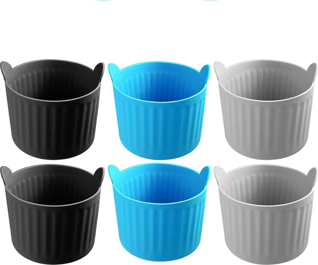 6-teiliges Silikon-Backformenset für die Heißluftfritteuse, Heißluftfritteusenpfanne, Mafin-Becherform, Ofenkuchenform, Eierkuchenform, Heißluf...