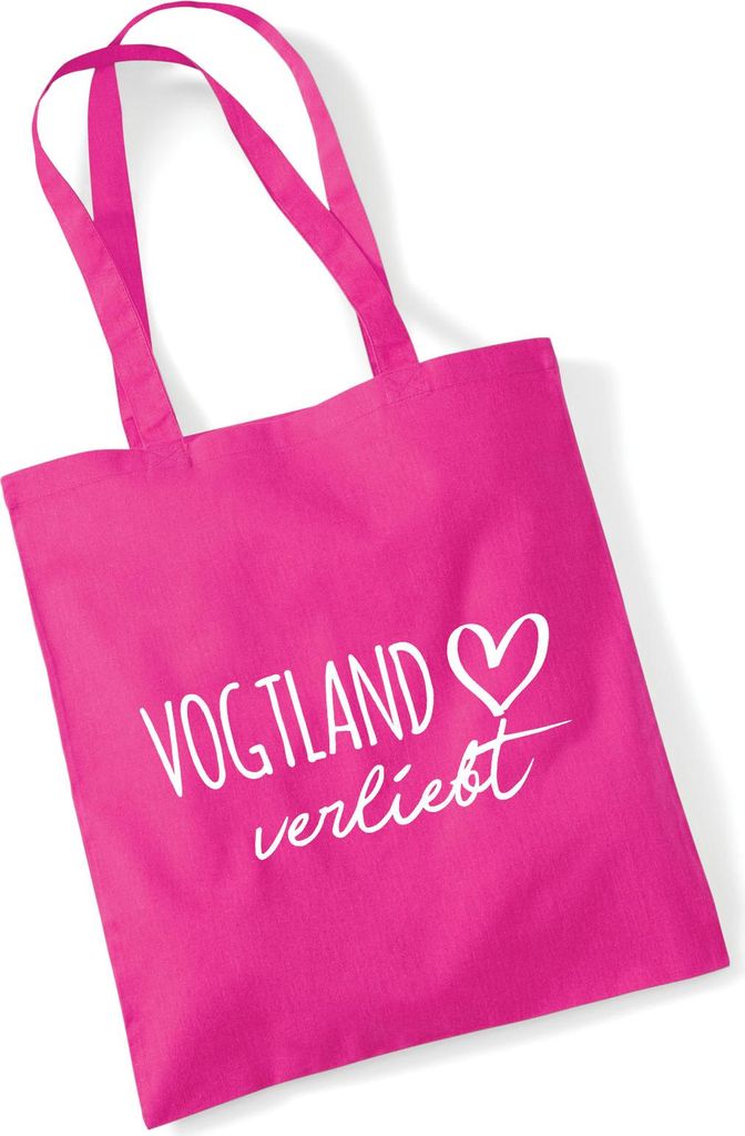 Huuraa Jutebeutel Vogtland verliebt 10 Liter Fuchsia Baumwolle Tasche Geschenkidee