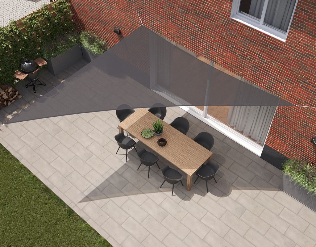 Kopu Sonnensegel Dreieck 5x5x7,1m 280 Gramm Wasserdurchlässiges Grau