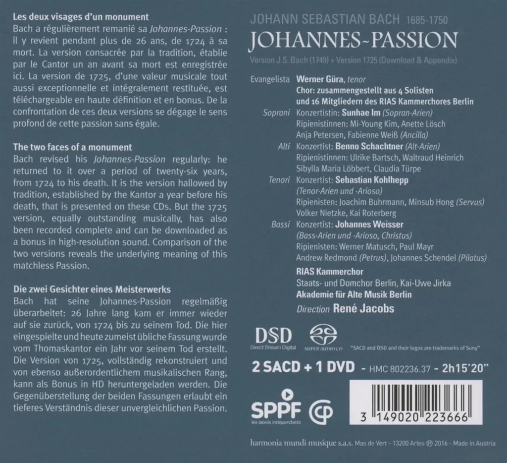 Passion selon saint Jean (1725) de Bach - Partition de chœur complète